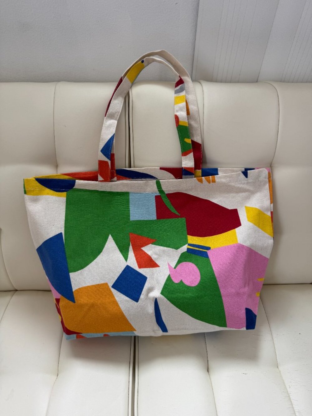 Sezane x G. Kero limited edition geometric print tote bag, multicolor, NWOT - Picture 2 of 5